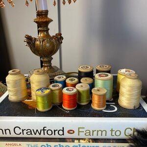 Vintage Thread On Wooden Spools Lot of 15